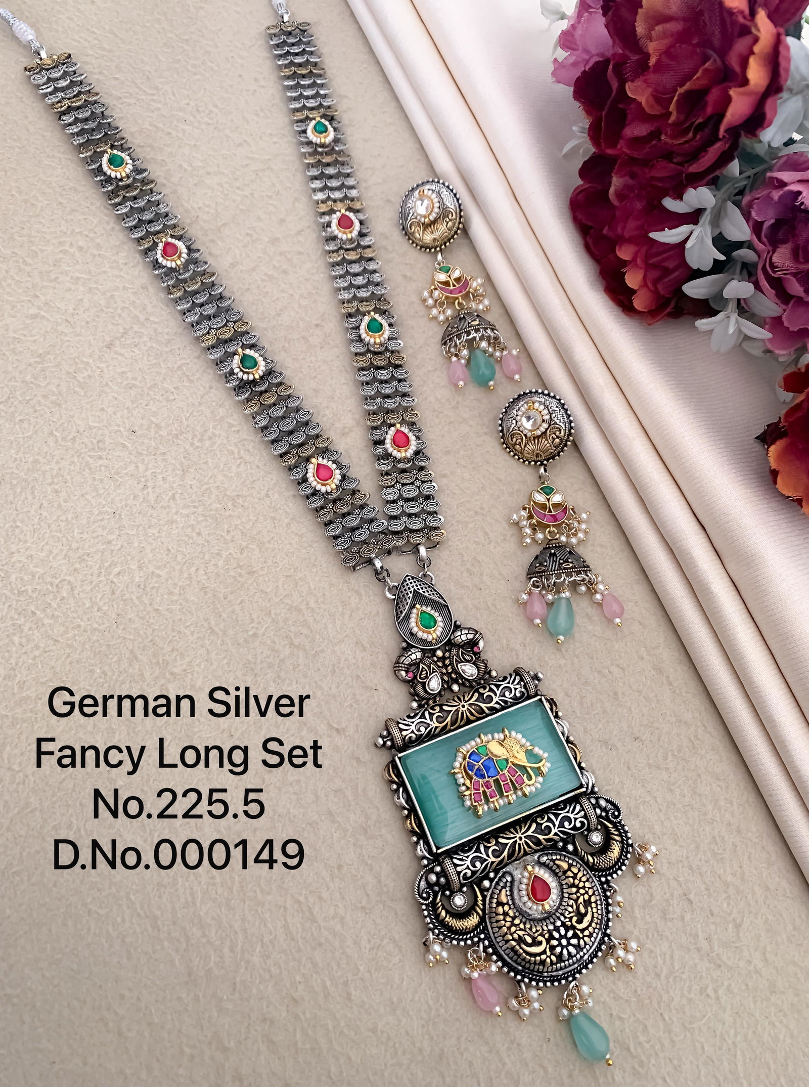 Designer German Silver Fancy Long Set Wholesale Price In Surat
